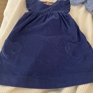 Mini Boden Navy Corduroy Dress with Heart Pockets